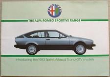ALFA ROMEO Sports Range Car Sales Brochure 1983 Sprint Alfasud Ti GTV