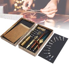 Feather Pen Set Calligraphy Writing Drawing Quill Dip Kit Vintage Art Craft BS
