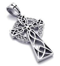Celtic Cross Necklace & Chain Pendant Silver FC Irish Viking Stainless Steel