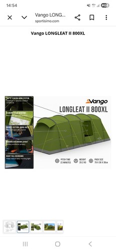 Vango longleat 800xl tent - longleat,