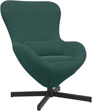 Luxury Velvet Egg Chair Dark Green Swivel Armchair Modern Lounge Seating