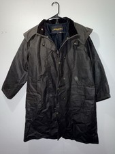Vintage Driza-Bone Oilskin Riding Coat Duster AUS Made Hood Vent Cape Brass  XL 