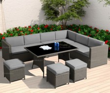 10 Seat Rattan Corner Dining