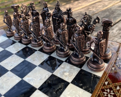 Antique crusaders chess set - antique,