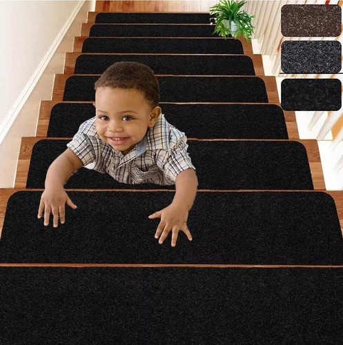 Carpet black stair treads - black,