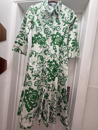 Zara green white floral leaf - zara,