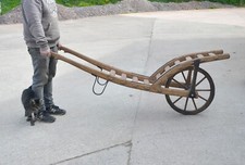 old wooden barrel trolley vintage flatbed market barrow trolley wooden wheel