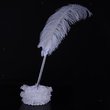 Wedding Pen Set, White Feather Guest Pen Set Delicate Feather Pen for Wedding