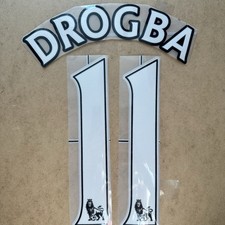 Drogba #11 Premier League 2007-2013 White Nameset Lextra Chelsea Player Size
