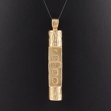 Vintage Solid 9Ct Gold 27.1g Tree Trunk Ingot Pendant c 1977