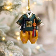 Personalized Hanbok 2D Flat Acrylic Ornament,Custom Korean Traditional Christmas