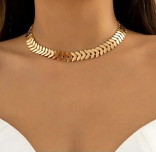 18K Gold plated Zara weave plated choker collar necklace chain bargain price