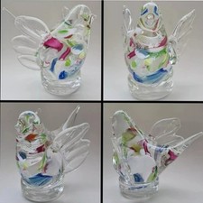 Millifiori Canes latticino Twist Glass Bird Ornament Paperweight Murano Style