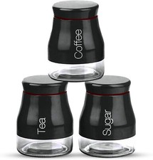 SET OF 3 TEA COFFEE SUGAR KITCHEN STORAGE CANISTERS JARS POTS FOOD CONTAINERS UK