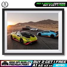 LAMBORGHINI HURACAN Wall Art Print Poster Super Sport Car Large Size A4 A3 A2 A1