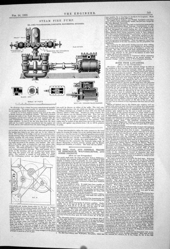 Antique old print 1882 steam - print,