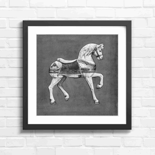 Vintage white carousel horse - vintage,