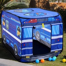 Toddler Kids Baby Blue Police Car Bus Pop Up Play Tent Playhouse Indoor Outdoor