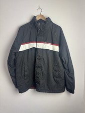 Tommy Hilfiger Men’s XL Black Red White Padded Jacket Packable Hood Vintage