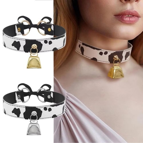 Cow print bell pendant collar - pendant,