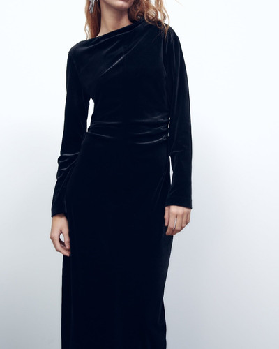 New zara draped velvet - velvet, dress