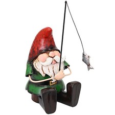 Primus Hand Painted Metal Garden Gnome Fishing Ornament Quirky Gift Idea PQ5030