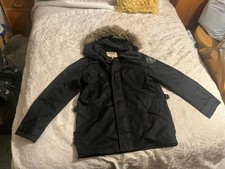 Men’s Vintage Schott Rancher Parka With Faux Fur Hood Black Size XL