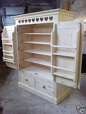 CUSTOM MADE FREESTANDING BESPOKE  SOLID PINE KITCHEN LARDER CUPBOARD - UNWAXED
