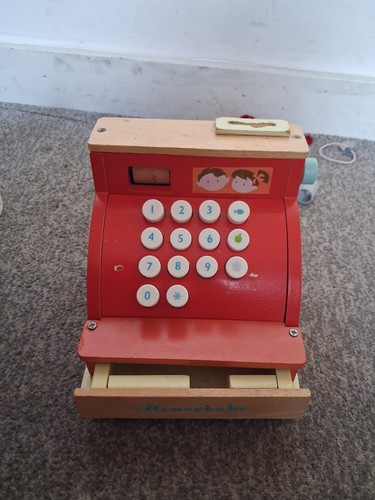 Toy van wooden - red, cashier