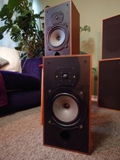 Vintage B&W DM10 Made in England Brown Hifi Bookshelf Speakers - missing covers