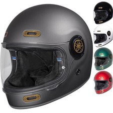 Orbit Vintage Full Face Motorcycle Helmet by Black ECE R22.06 Approved