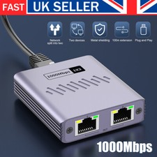 1000Mbps RJ45 Ethernet Splitter 1 to 2 Ethernet Switch Gigabit Lan Extender