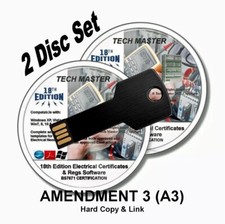 18th EDITION 2024 AMEND 3 ELECTRICAL CERTIFICATES BS7671  2 discs ON 1 USB STICK