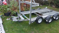 WOODFORD CAR TRANSPORTER TRAILER TWIN AXLE TYRE RACK MOTORHOME RACING DELIVERY