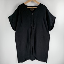 Hampstead Bazaar Black Tunic One Size Lagenlook Embroidered Linen Cotton Blend
