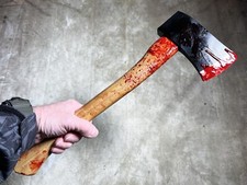 Hatchet Prop Wood Effect Bloody Axe Weapon Halloween Fancy Dress Accessory 17"