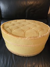 Vintage Sherborne Pouffe Footstool, Dralon Velvet, Fringe, Retro 60s/70s