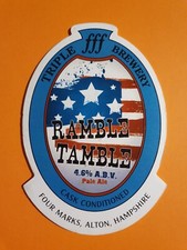 Beer pump clip badge TRIPLE FFF brewery RAMBLE TAMBLE cask ale Creedence CCR