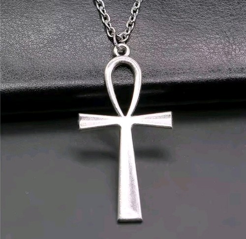 Silver ankh chained bracelet - chained,