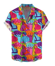 Mens Button Down Shirts Funny Penis Gay Printed Hawaiian Tops Novelty Ugly Gifts