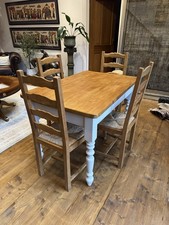 Vintage Rustic Dining Kitchen Farmhouse  Pine Table and 4 chairs