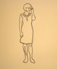Vintage Modernist drawing, signed. Ink on paper 'Dianne', 21cm x 30 cm. 60s 