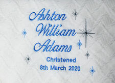 Personalised Christening Baptism Shawl Embroidered Name Date Christening gift