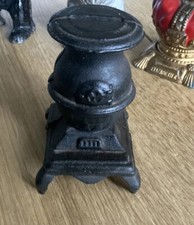 Vintage Cast Iron Pot Belly Wood Burning Stove Money Bank  - Canada Forge