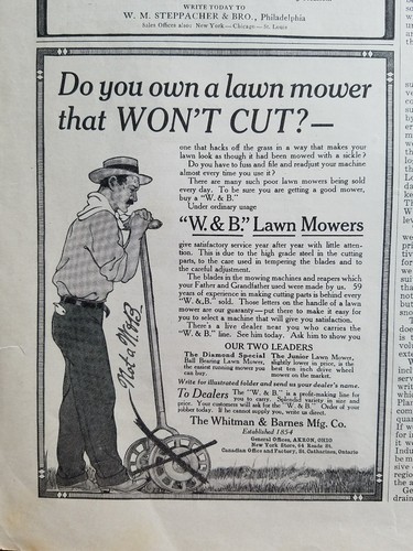1913 antique push lawn - push,