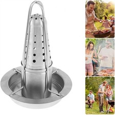 Stainless Steel Vertical Chicken Roaster Nonstick BBQ Grill Rack Holder Stand UK