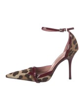 CESARE PACIOTTI Brown Burgundy Nude Ponyhair Animal Print D'Orsay Pumps IT 36 VG