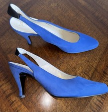 XAVIER DANAUD SHOES ROYAL BLUE NUBUCK POINTED TOE SLING BACK HEELED  SIZE 5 NEW