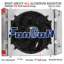 4-Rows Radiator Fit Land Rover Defender Discovery 300TDI 90/110 + Shroud Fan