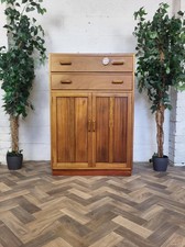 Vintage 1940's Oak Tallboy Linen Cupboard With Drawers